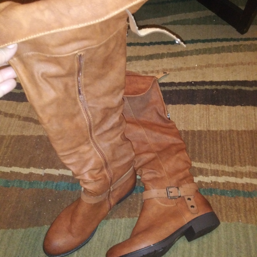 NWOT camel tan leather over the knee boot